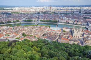 aerial view at lyon from basilique fourviere hill france